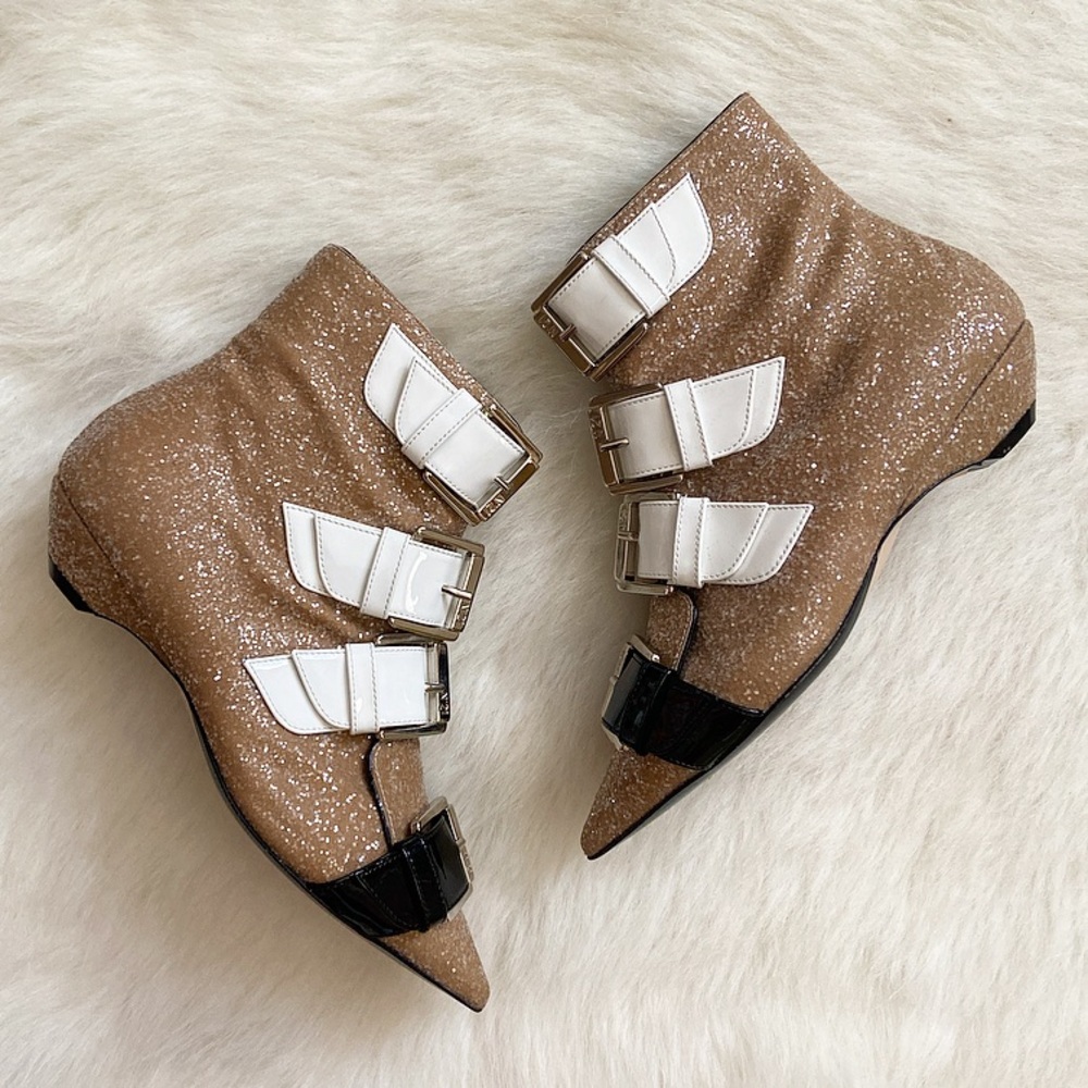 NWOT*No. 21 Strapped Glitter Booties, Size 5.5